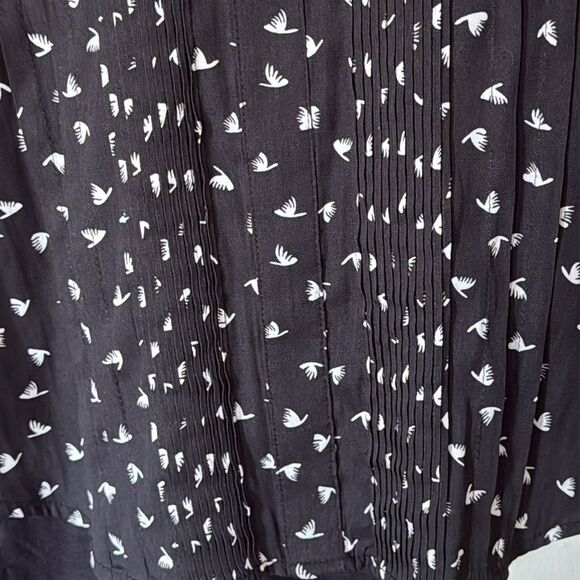 Anthropologie Dolan Jules Sleeveless Topβ Black White Bird Print Blouse Medium - Picture 4 of 8